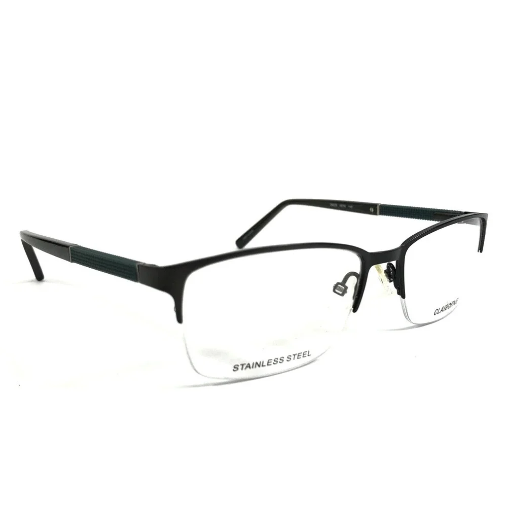 Claiborne Eyeglasses Frames CB225 0DT8 Black Green Olive Half Rim 53-17-140